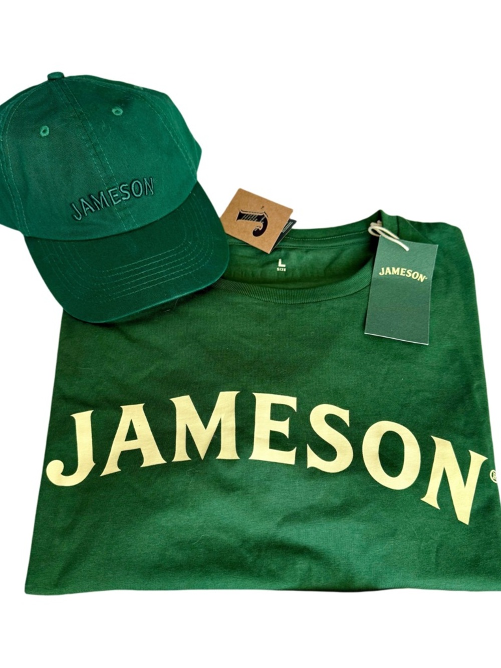 Jameson Irish Whiskey T Shirt and Hat Bundle, Green, Unisex, Large, NWT
